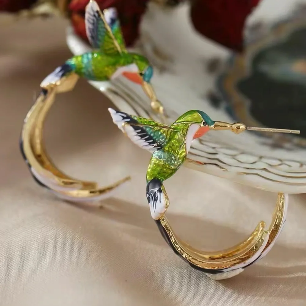 Colorful Hummingbird Earrings - Picture 3 of 5